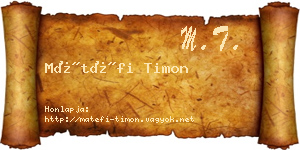 Mátéfi Timon névjegykártya